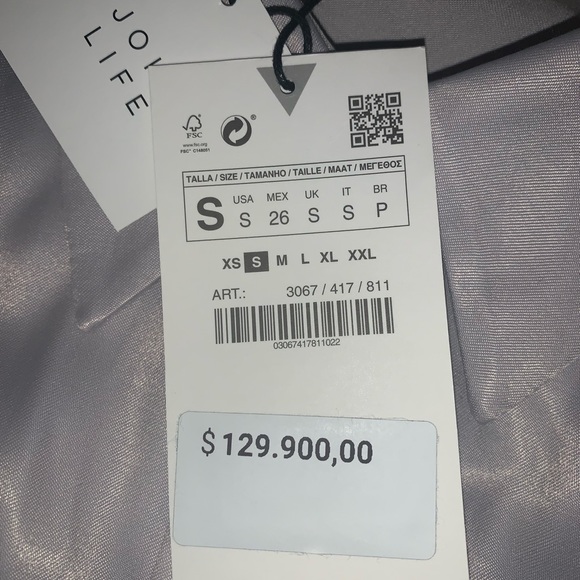 NWT Zara Satin Button Down Cropped Fit Top - Picture 6 of 6